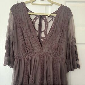 Wishlist Lace Dress with Floral Embroidery